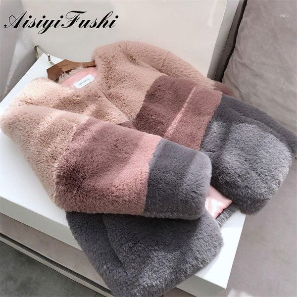 

women faux fur coat elegant soft fluffy jacket shaggy overcoat female coats winter warm collarless jacket1, Black