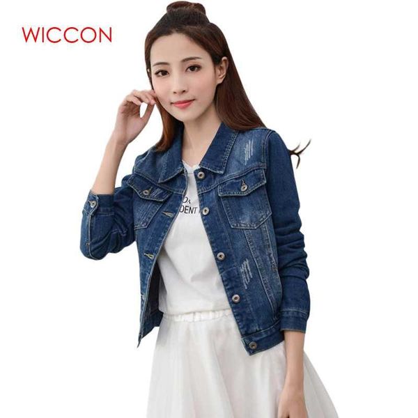 

wholesale-brand vintage women new patchwork for spirng autumn fashion casual jeans jacket single clothes women denim jacket breasted co agtg, Black