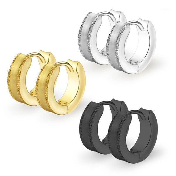 

1pair new men's hoop earrings small creoles titanium 316l steel silver gold black 4x13mm anti-allergic punk jewelry1, Golden