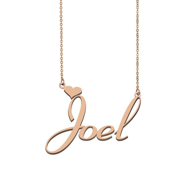 

joel name necklaces pendant custom personalized for women girls children friends mothers gifts 18k gold plated stainless steel, Silver