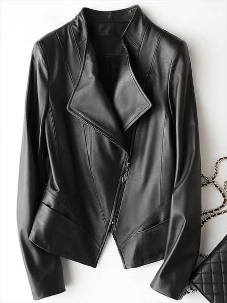 

short black plus size leather jackets for women long sleeve slim fit womens leather jacket faux jackets women