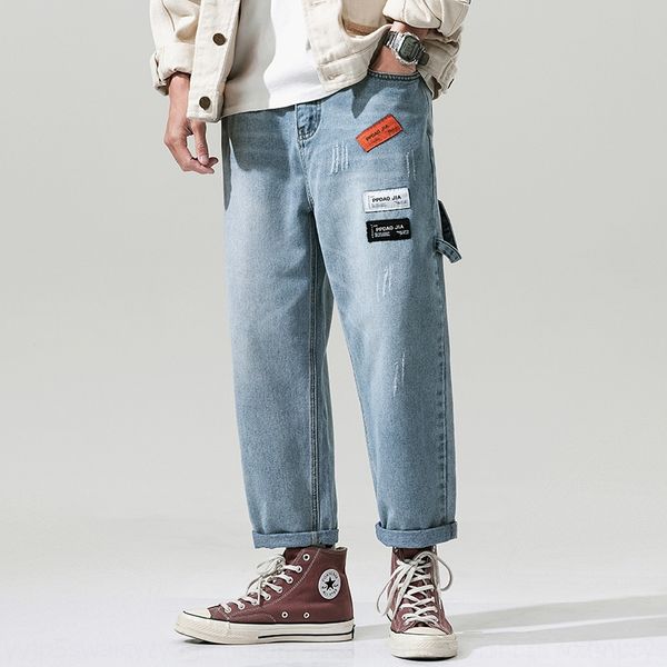

0vxqp men's 2020 autumn new men trendy jeans straight pants large size ankle-length pants for and loose and trousers jeans men's l, Blue