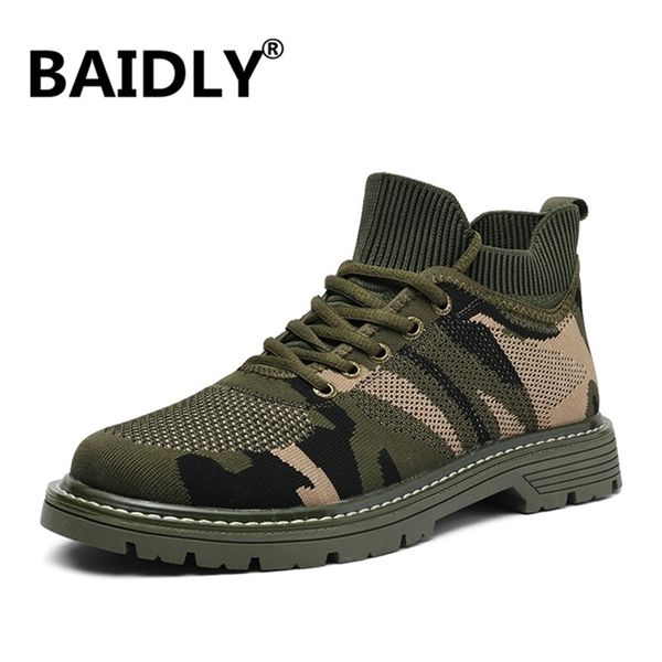 

casual fashion comfortable flat boots men lace-up camouflage shoes winter autumn male sneaker hiking sneakers y200915, Black;brown