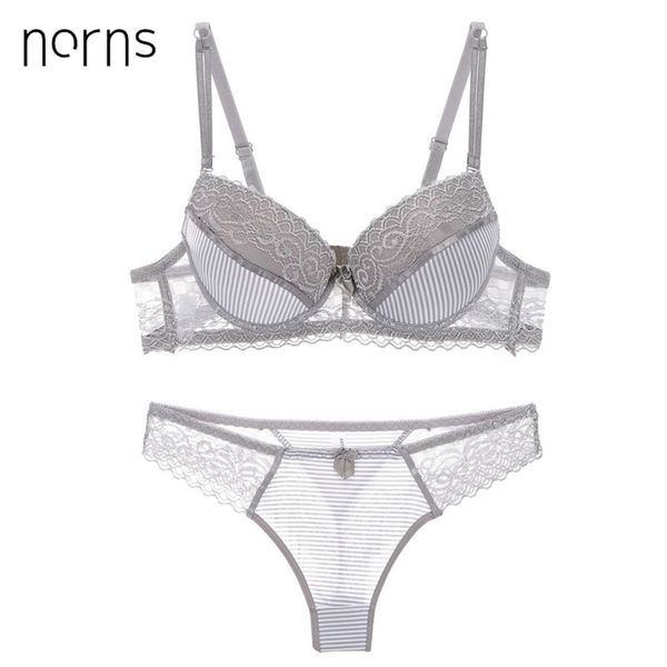 

norns women lace underwear set plus size bra push up beautiful underwear stripe bras female bra lingerie set thin cotton y200708, Red;black