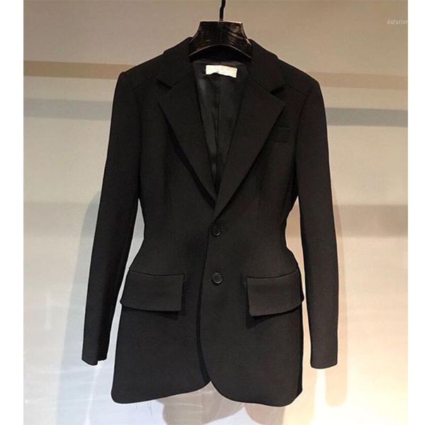 

cosmicchic women's black wool suit shoulder pads waist hugging ladies jackets office business autumn blazer elegant outwear1, White;black