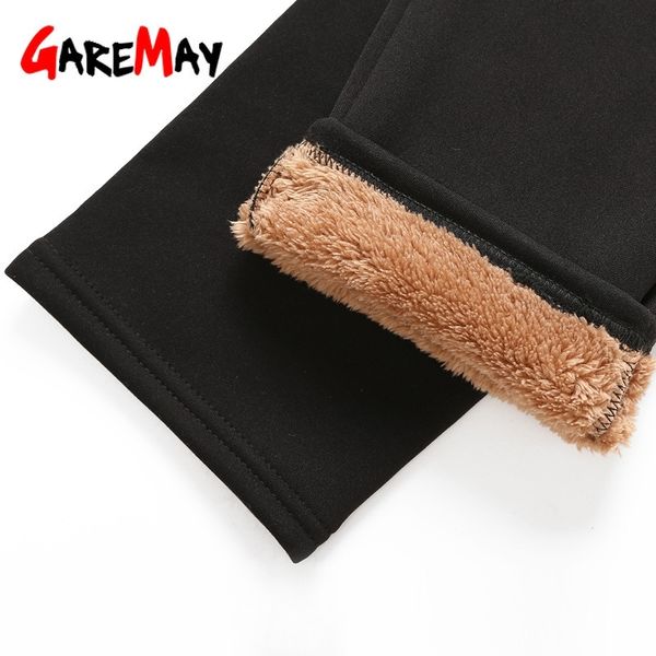 

winter warm velvet pants women thick trousers with high waist elastic middle aged mother stretch straight pants plus size 201031, Black;white