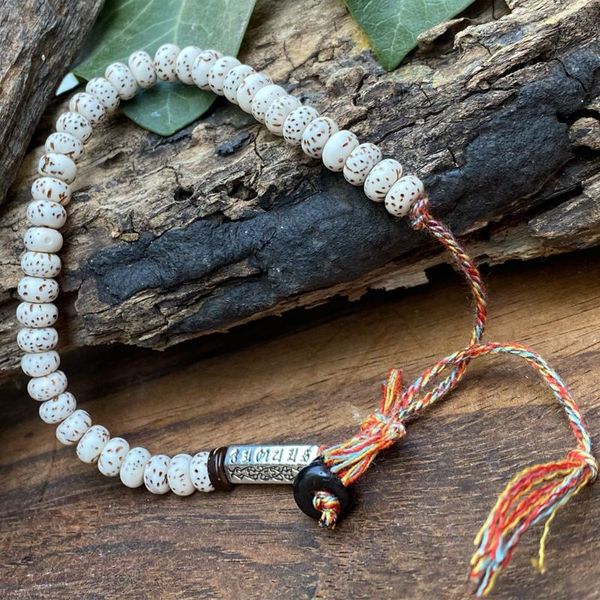 

charm bracelets tibetan buddhist braided xingyue bodhi seed bead men's bracelet handmade cotton thread lucky knots six ture words, Golden;silver