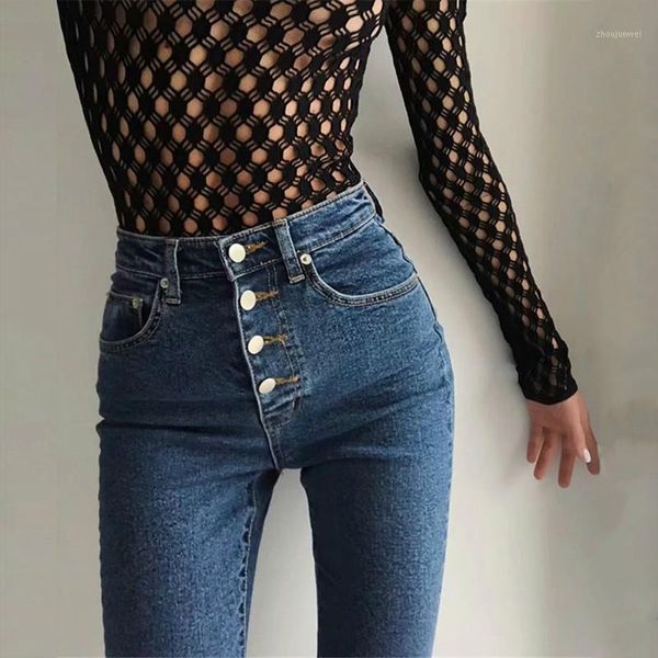 

new arrival woman denim pencil pants stretch jeans 2020 high waist jeans women elastic skinny camisa feminina trousers1, Blue
