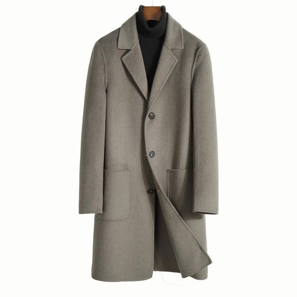

2021 gray black long wool clothing men autumn spring 55% wool coat