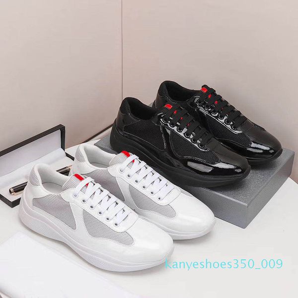 

men america cup xl leather sneakers patent leather flat trainers black mesh lace-up casual shoes outdoor runner trainers k09