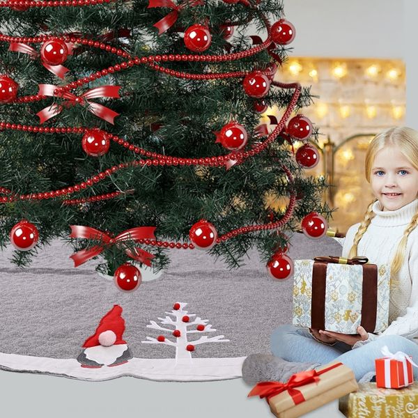 

dewjx zicheng new faceless city christmas decoration products purple baby linen grey skirt 120cm tree skirt christmas tree decoration td76e