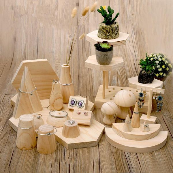 

wood jewelry display stand earrings, ring, necklace, bracelets display stand wood jewellery, Pink;blue