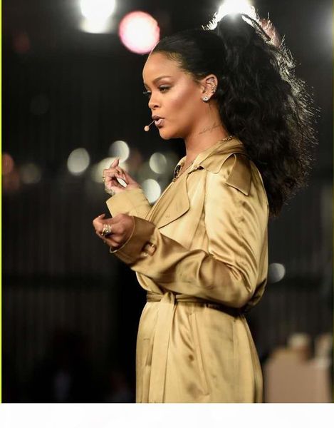 

rihanna human ponytail hairpiece long black loose curly drawstring ponytail wraps around clip in women hair extension 140g 18inch about
