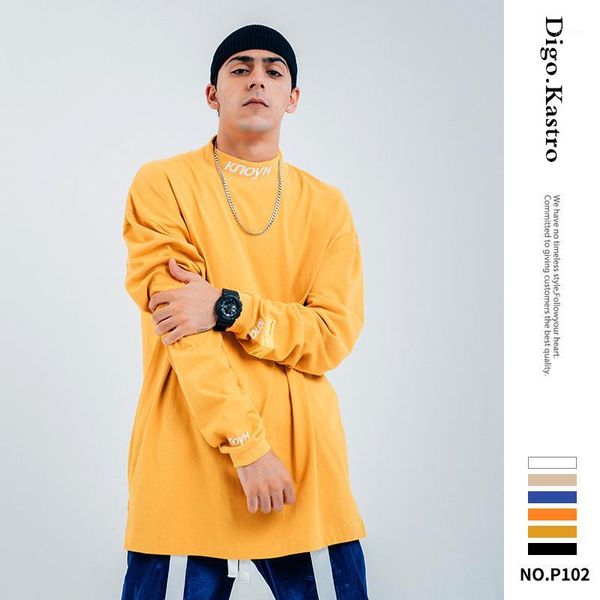 

2019 new original high collar sweatshirt men/women high street loose embroidered long sleeve streetwear couple collar pullo1, Black