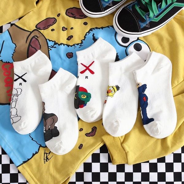 

tfnly 2020kaws joint-name sesame boat wo boat couple sockscartoon women's and men's socks couple socks iurq9, Black