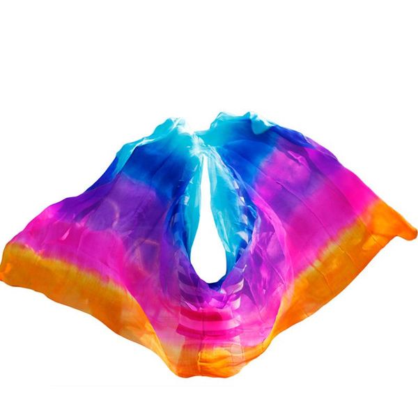 

stage wear customized belly dance silk veils 200cm 250cm 270cm hand thrown scarf shawl yellow orange pink purple gradient stock clearance, Black;red