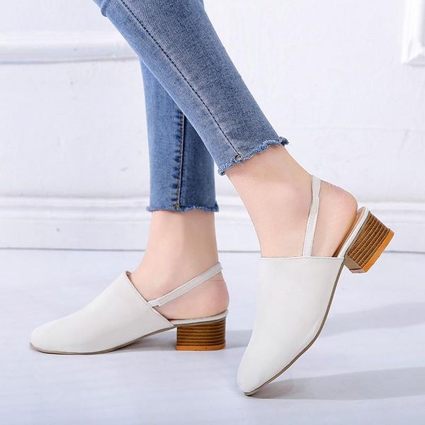 

corporis big size 35-43 fashion pumps shoes woman round toe slingback casual mules shoes leopard print square heels women, Black