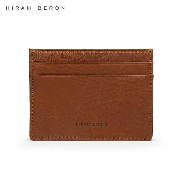 

хирам beron монограммой итальянский кожаный держатель карты случайный стиль растительного дубления кожи случай челнока, Brown;gray