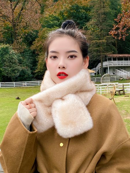 

scarf women's winter korean version of rex rabbit fur collar ins imitation fur warm fur collar small neck cover, Blue;gray