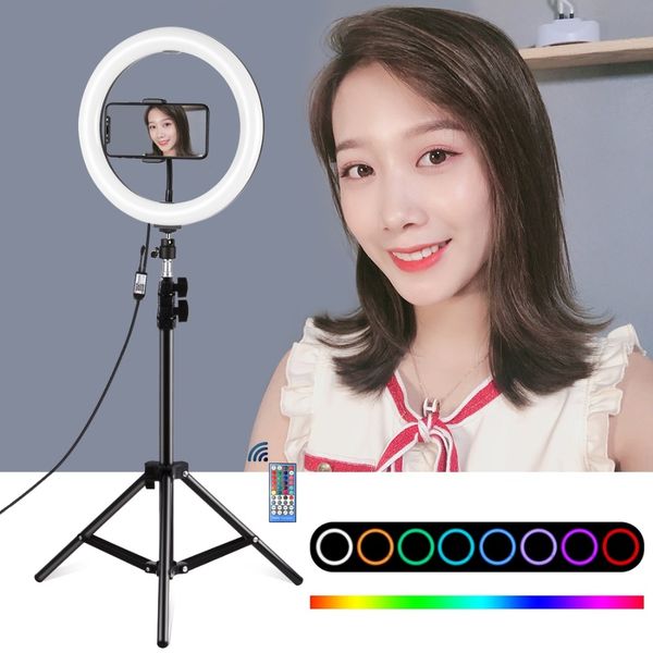 

puluz pkt3051b 10.2 inch dimmable led video ring light with pu419 tripod stand for youtube live streaming