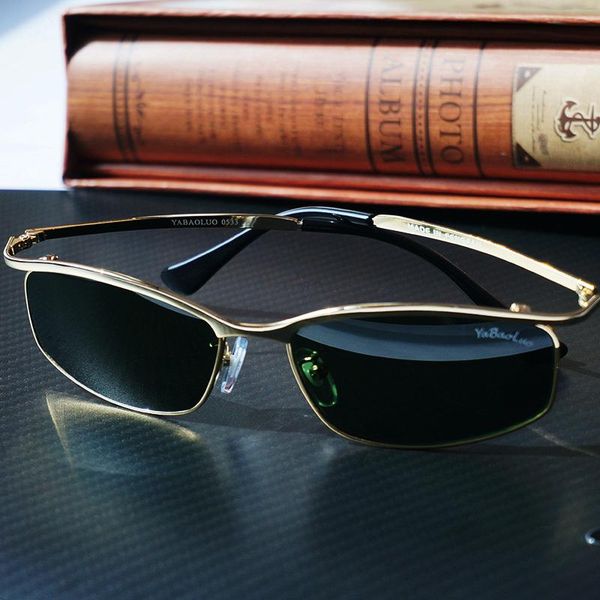 

Men Polarized Sunglasses Small Rectangle Driving Sun Glasses for Man Glass Lens Dark Green Anti Glare Narrow Fashion 2020 New
