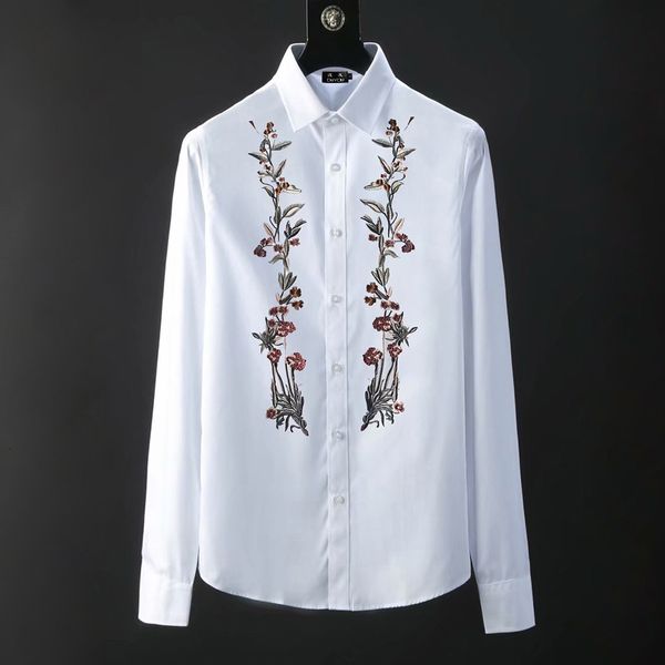 

100% cotton embroidery shirt mens casual shirts spring long sleeve slim fit striped dress men dy2100 qcft, White;black