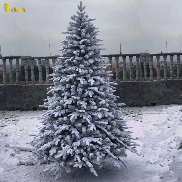 

flocking teellook + 1.2m pe / 3.0m pvc large white artificial snowflake landscape tree christmas ornament