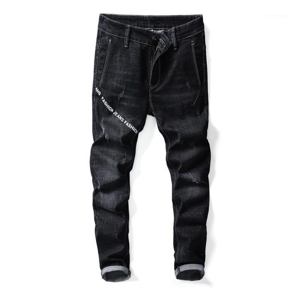 

men's jeans stretch denim pants men streetwear hip hop vintage patchwork biker black jean for casual skinny straight pants1, Blue