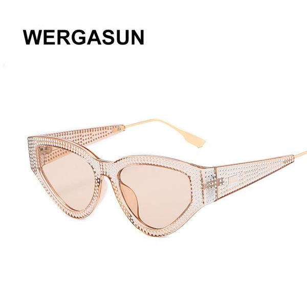 

wergasun luxury cat eye sunglasses women rhinestone small women brand sunglasses female vintage sunglass uv400, White;black
