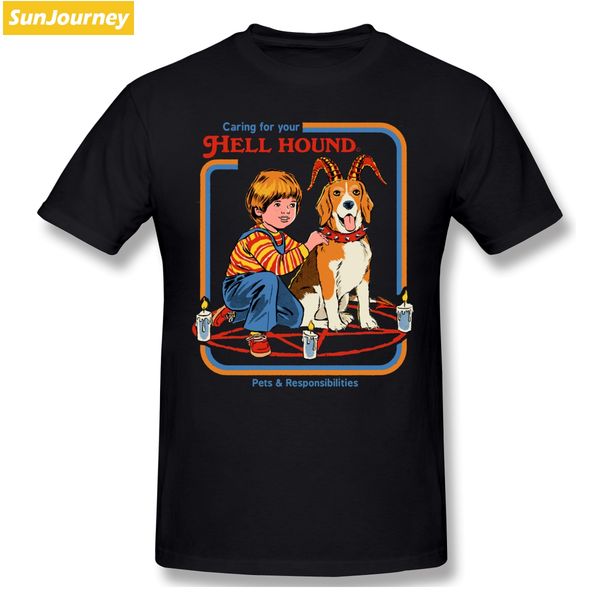 

vintage caring for your hell hound men tshirt plus size o-neck cotton custom short sleeve tee shirts homme sport hooded sweatshirt hoodie
