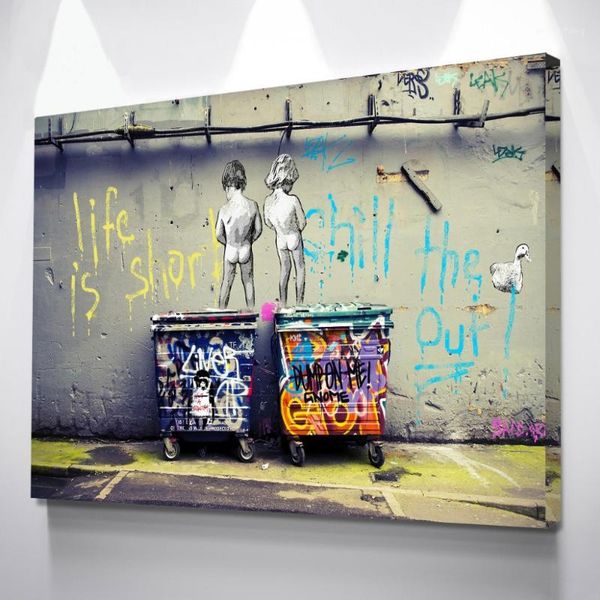 

street art graffiti art posters two nude kid stand on all poster print home decor modern wall picture1