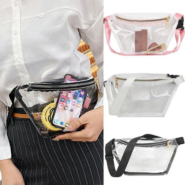 

2020 new fashion men women waist bag function transparent pvc chest bag clear jelly casual waist portable storage1