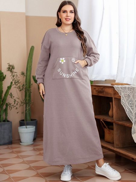 

plus letter graphic sweatshirt dress d6mq#, Black