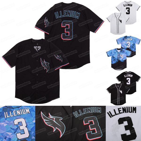 Dj Illenium Jersey Singer 3 # Bianco Nero All Ed Fashion Version Diamond Edition Maglie da baseball per giovani donne da uomo Spedizione veloce