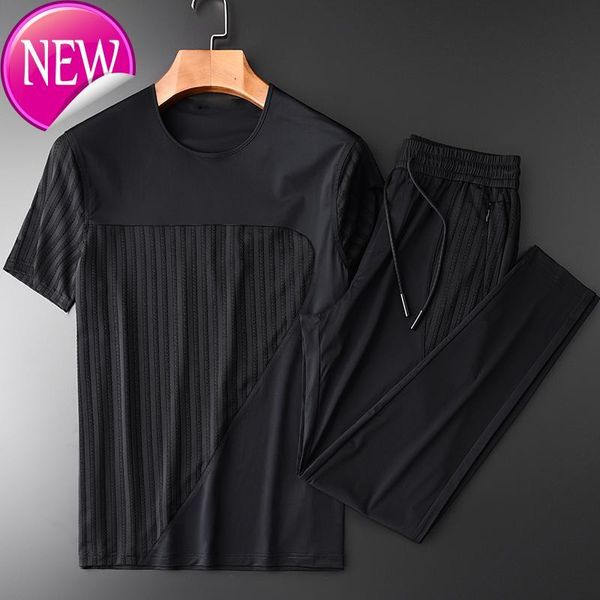 

summer suit men's (t-shirt + pants), short sleeve suit, men's kurdish luxury, large 3xl 1004, Gray