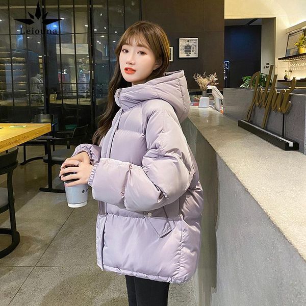 

leiouna solid casual full office lady thick 2021 new fashion womens short hooded parka winter jacket women oversize coat female1, Black