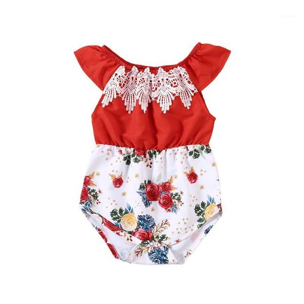 

rompers toddler infant born baby girl bodysuit summer patchwork clothes floral lace ruffle sleeveless jumpsuit playsuit outfit1, Blue