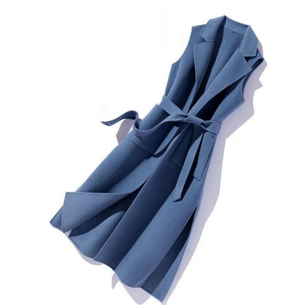 

new 2021 autumn of wool medium woman's vest long sleeveless jacket with waistband ladies thin sweater y207 wbhc 853a, Black;white