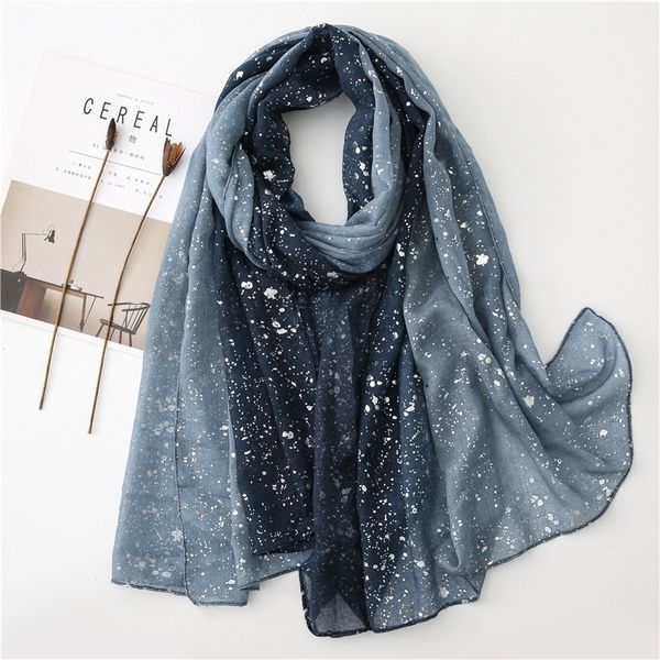 

ladies fashion ombre glitter shiny dot viscose shawl scarf autumn winter warm pashmina stole bufanda muslim hijab sjaal 180*90cm y201007, Blue;gray