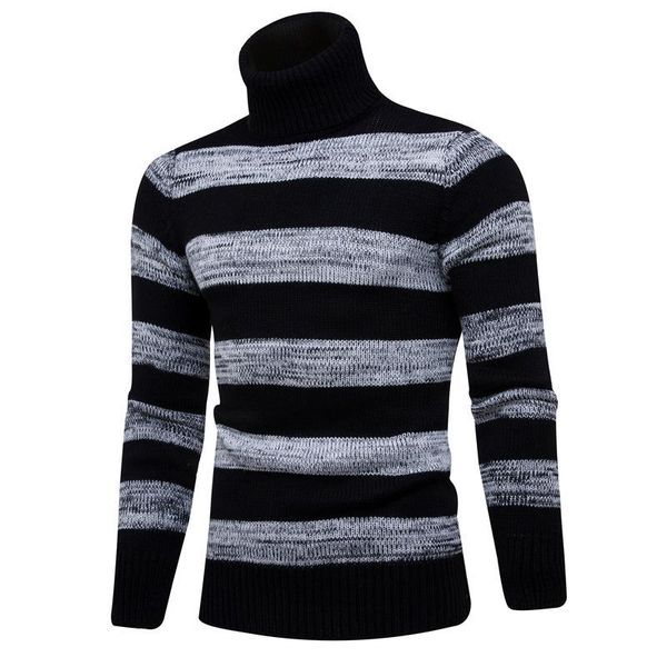 

european station autumn and winter new hedging horizontal thick wool leisure knit sweater thick turtleneck sweater, White;black
