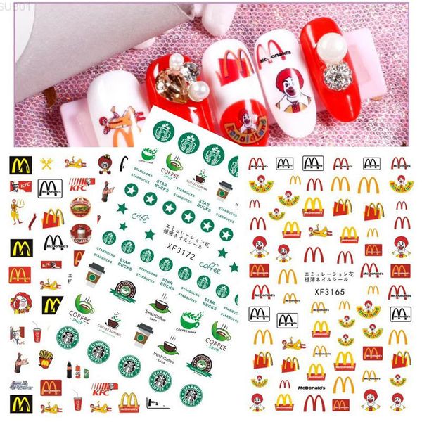 

diy back glue 3d self-adhesive sticker decals tips manicure mcd onald nail art stickers decoration, Black