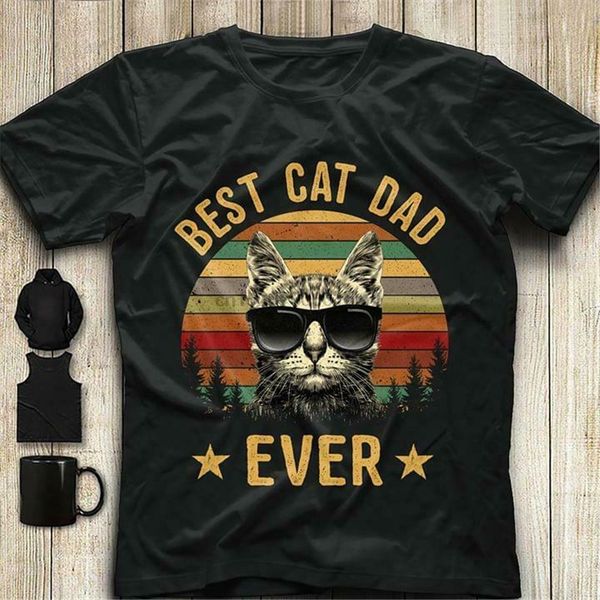

retro sunset dad cat ever t-shirt men black m - 3xl for youth middle-age old age tee shirt sport hooded sweatshirt hoodie