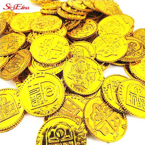 

party favor 50pcs&100pcs spanish gold coin plastic pirate money game chip supplies for kids toy coins halloween 5z