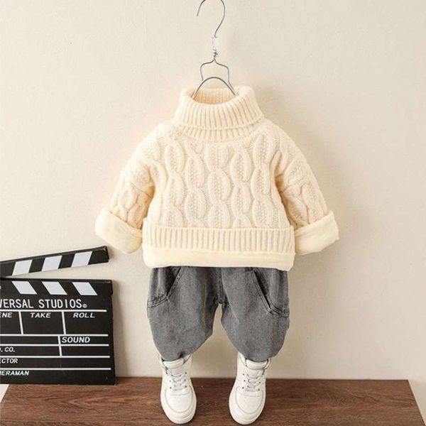 

2020 winter new korean children's pure high necked sweater, Blue