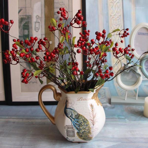 

new 1pcs multi colors 45cm diy fake fruit berries artificial pomegranate cherry bouquet for christmas home decorative1