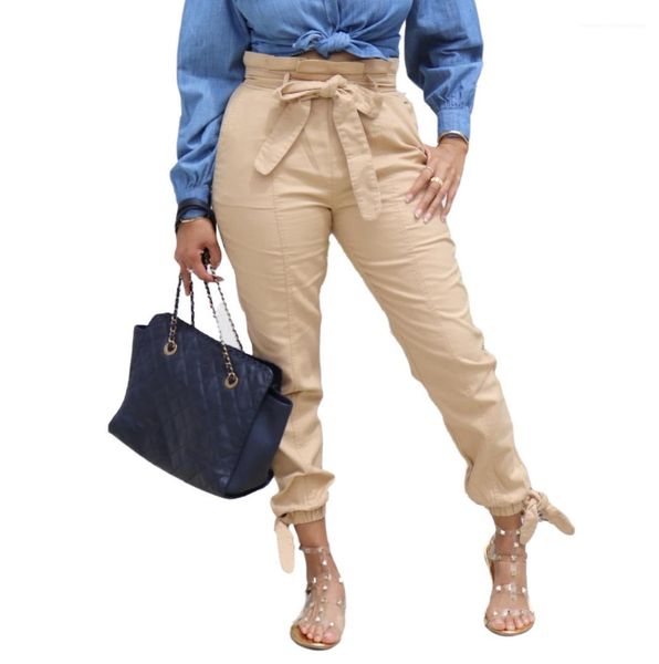 

slim fit карманные брюки женщин ol сплошной цвет брюки пояс с кулиской высокой талией карандаш брюки женские, Black;white