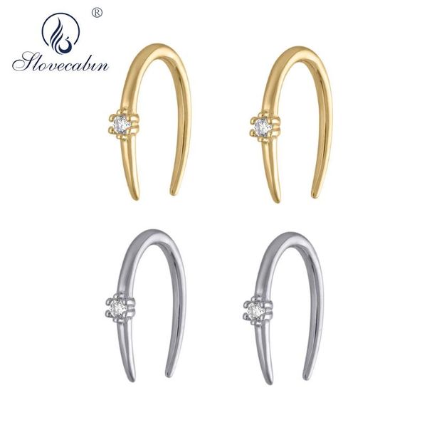 

словекабин 925 стерлингового серебра золотые подковы u huggies circe hoops серьги мини-петли cz crystal женские аксессуары ювелирные изделия, Golden;silver