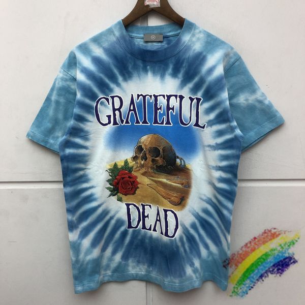 

4colors blue tie dye printing t shirts men women tees t-shirt, White;black