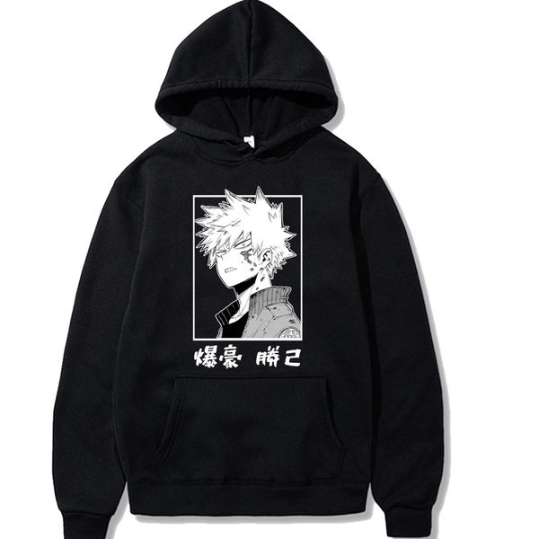 

harajuku my hero academia hoodies japanese anime bakugou katsuki printed men's hoodie streetwear casual sweatshirts y0111, Black