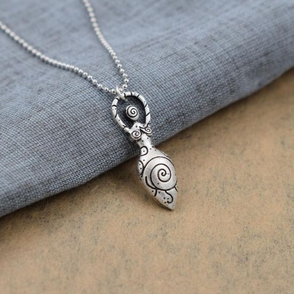 

chains spiral goddess pendant necklace amulet wizard necklaces, Silver